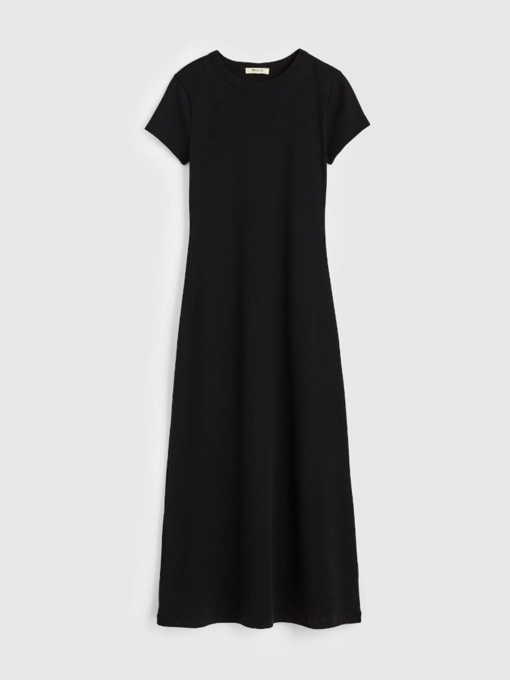 Madewell $88 Crewneck Maxi T-Shirt Dress in Compact Cotton Jet Black Sz XL NWT!
